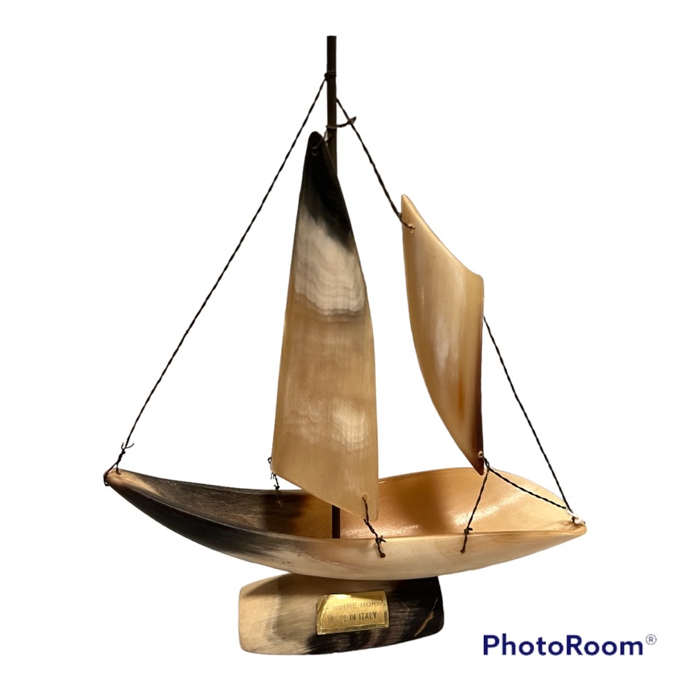 Vintage sailboat made from genuine horn